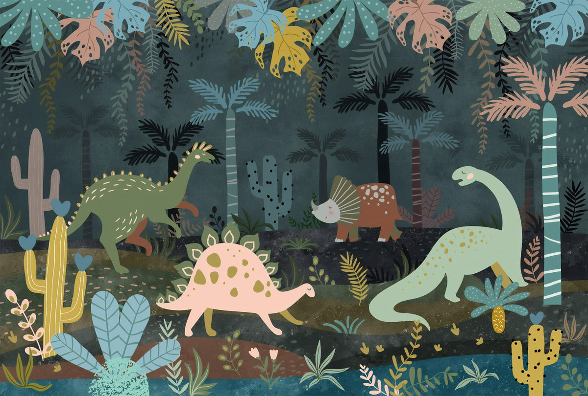 Mystical Dino Nightscapes Wall Murals in your room