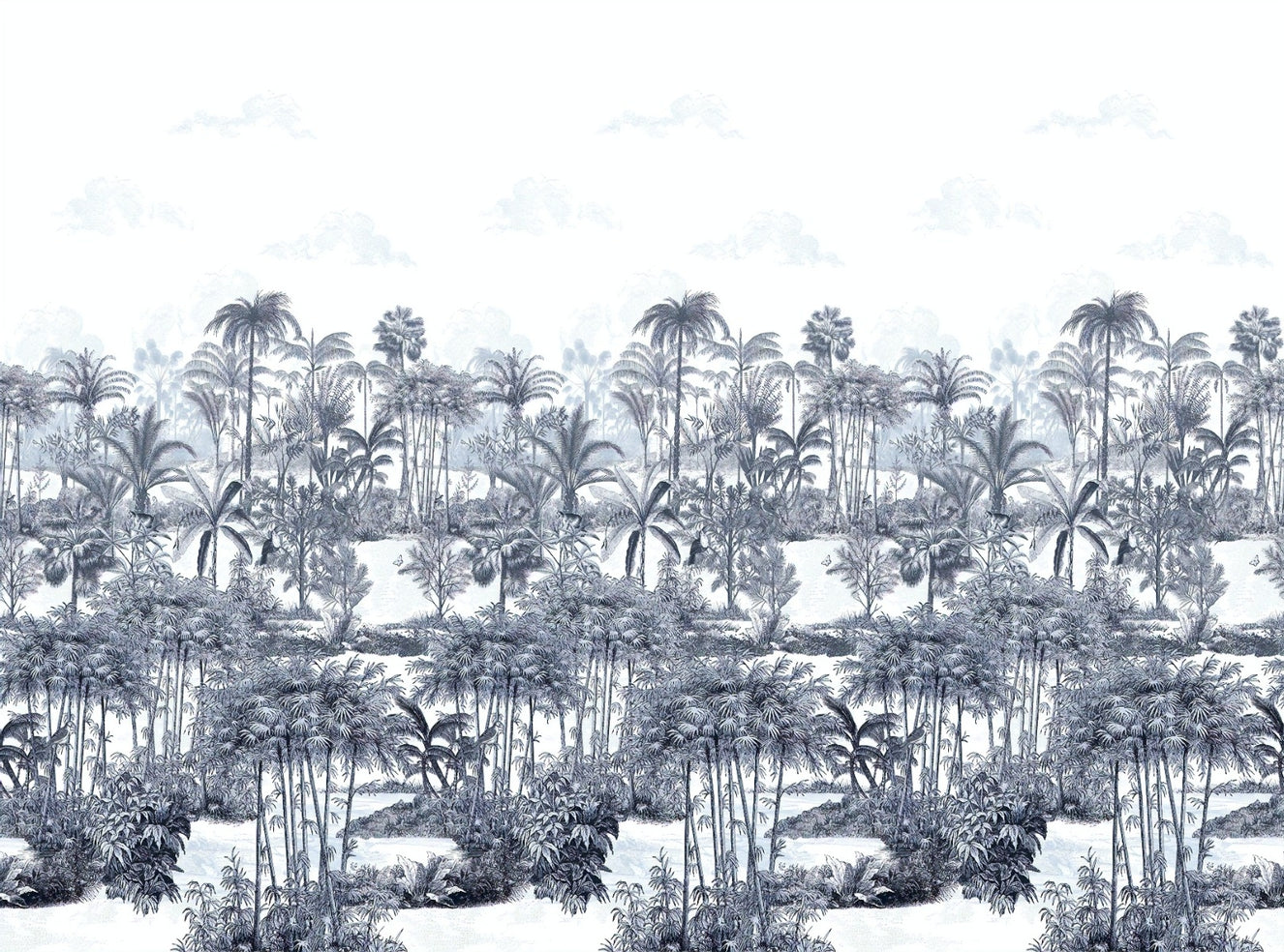 Tropical Forest Blue Wallpaper For Walls