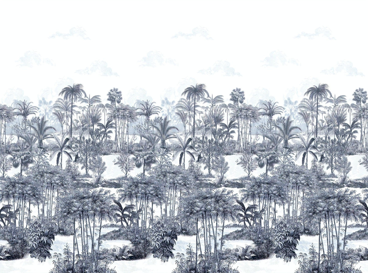Tropical Forest Blue Wallpaper For Walls in your room — zoomed