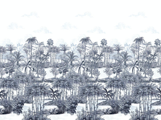 Tropical Forest Blue Wallpaper For Walls
