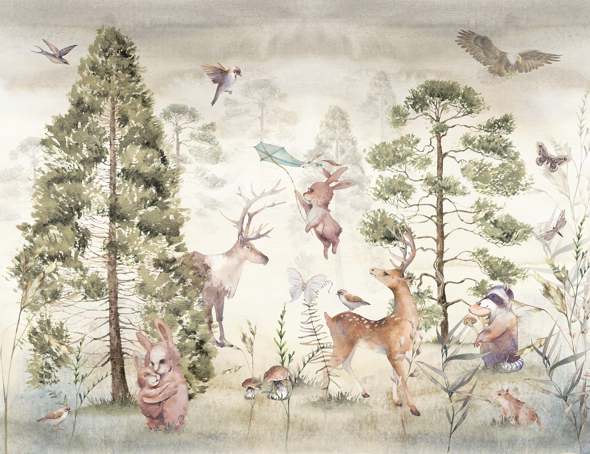Serene Wildlife Harmony Murals in your room — zoomed