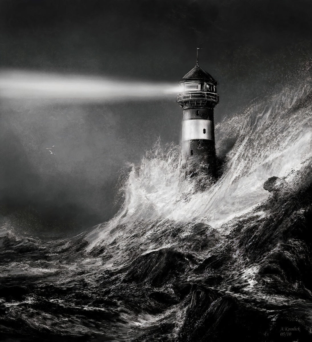 Dark Night Lighthouse Wallpaper For Walls