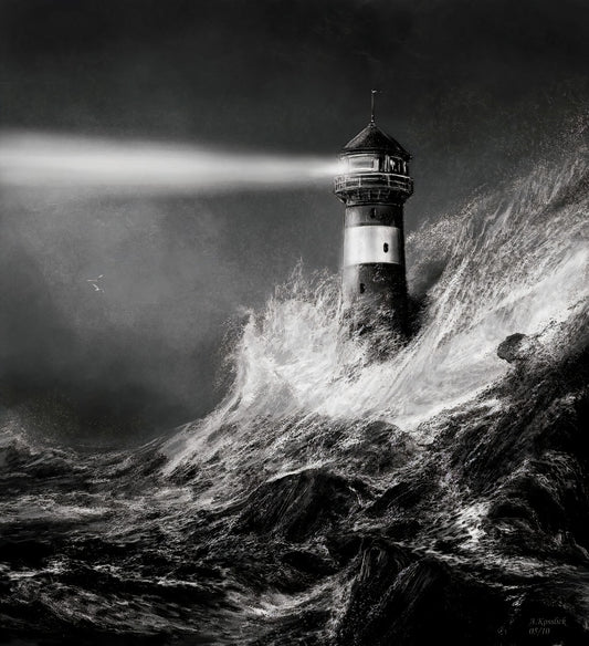 Dark Night Lighthouse Wallpaper For Walls