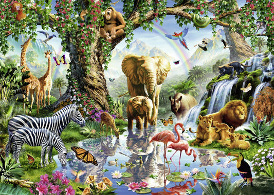 3D Vibrant Jungle Animals Wallpaper Murals