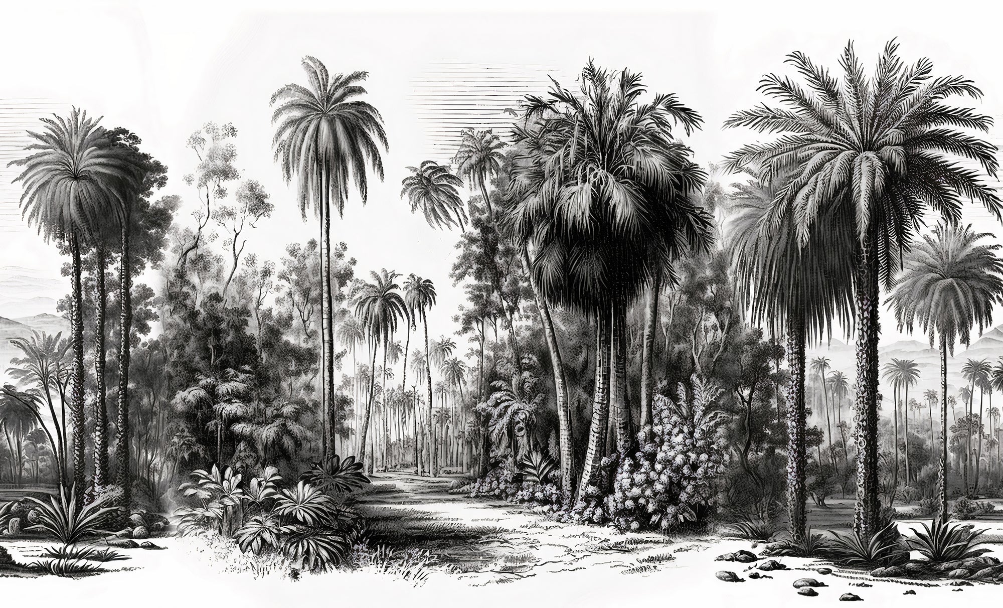 Tropical Gray Forest Wallpaper for Walls