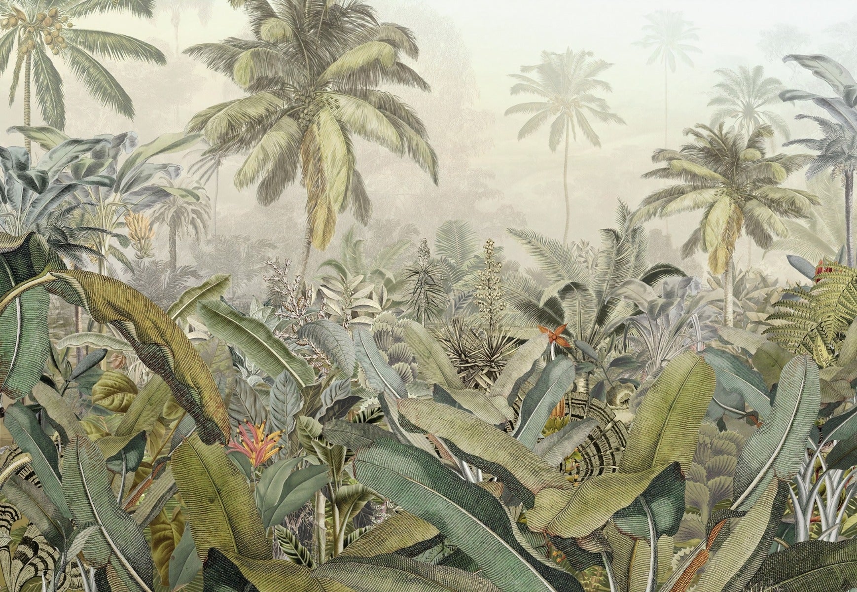 Tropical Watercolor Canopy Wallpaper Murals