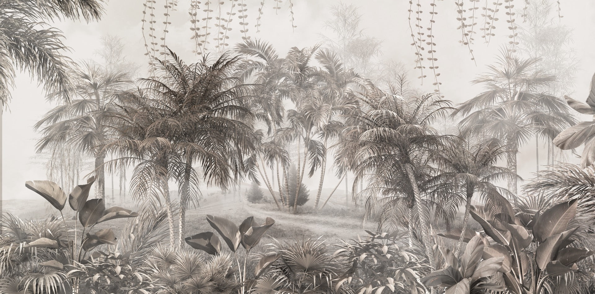Sepia Color Forest Peel and Stick Wallpaper Murals