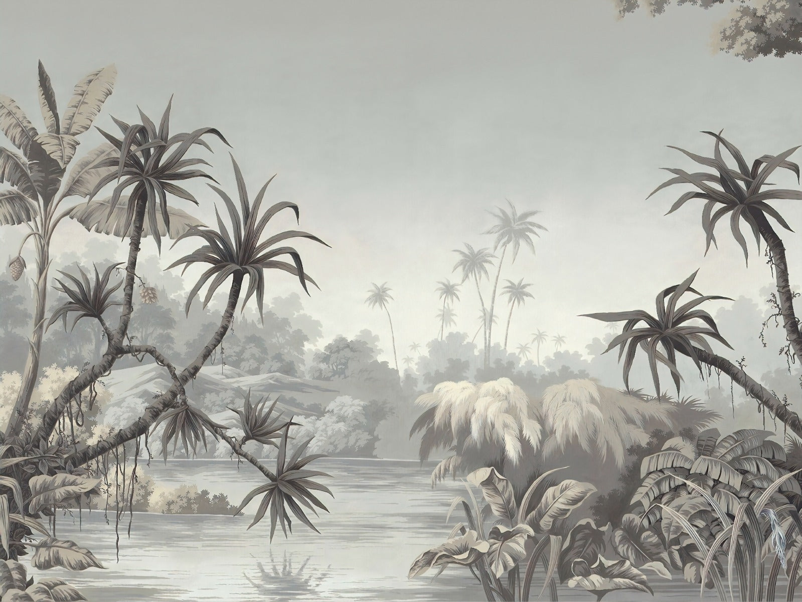 Lake and Palm Paradise Wall Murals