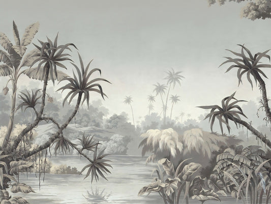 Lake and Palm Paradise Wall Murals