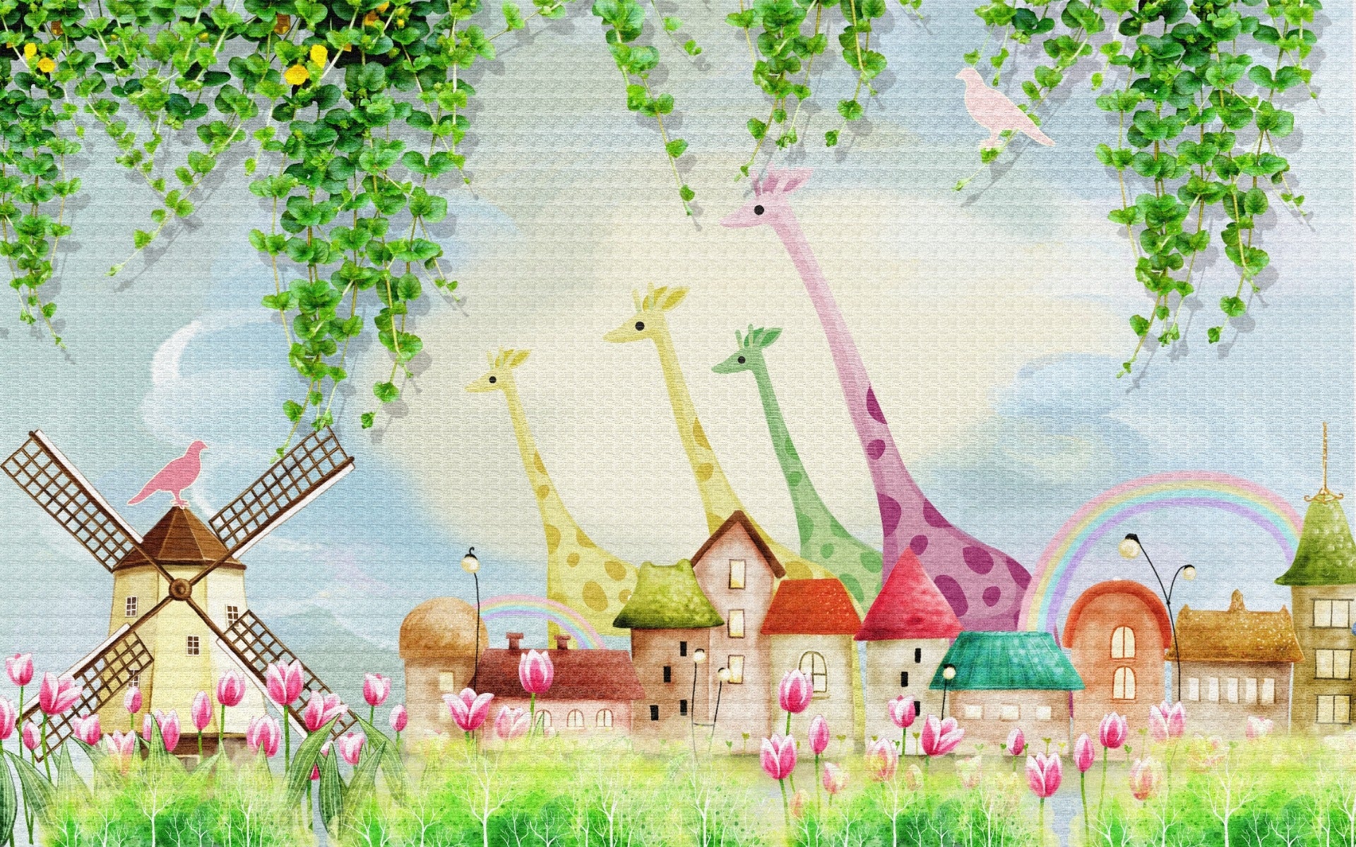 Watercolor Farmyard Funland Wall Murals