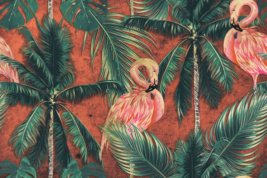 Dark Flamingo in Tropical Forest Wallpaper