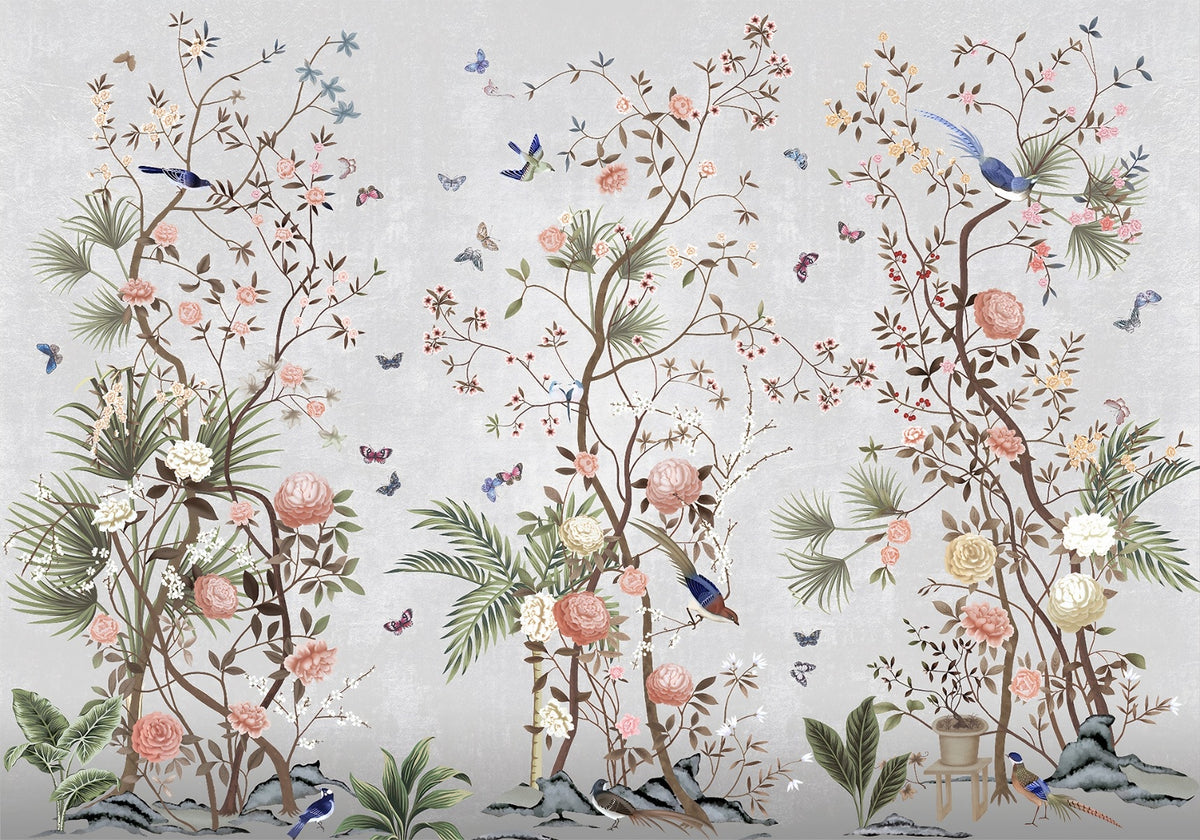Chromatic Flower Fields Wall Murals in your room — zoomed