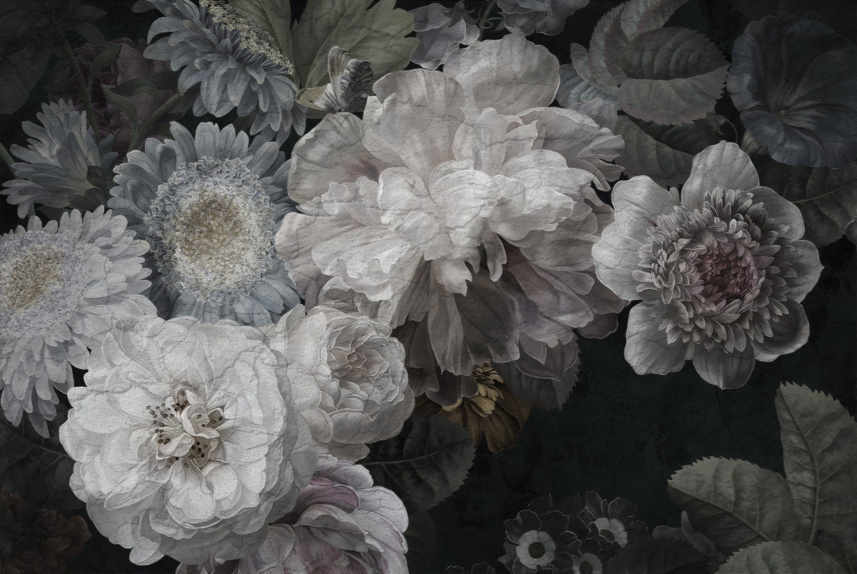 White Wildflower Canopy Wallpaper Murals in your room — zoomed