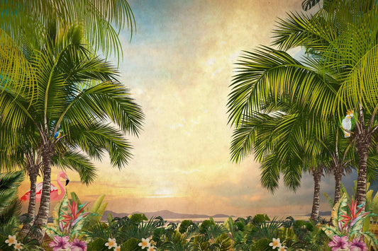 Green Tree Forest Sunset Wallpaper Wall Murals