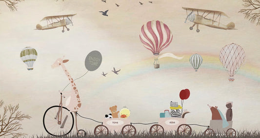 Jovial Animal Parade Wallpaper Murals