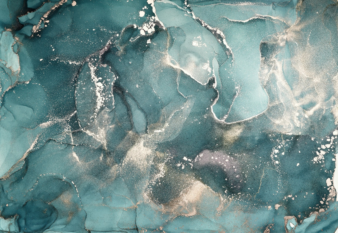 Aquatic Teal Marble Wallpaper Murals