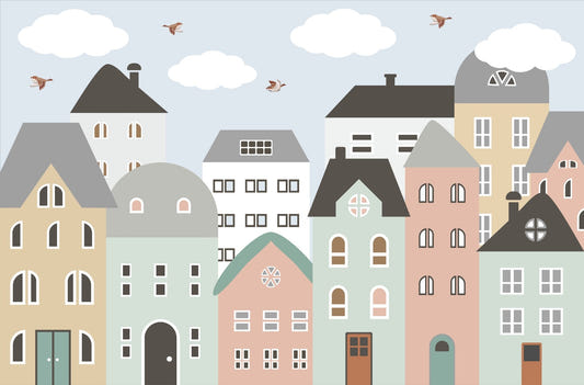 Colorful Houses Wallpaper for Kids Room