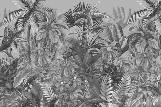 Smokey Grey Tropical Forest Wallpaper Murals