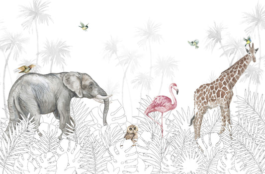 Jungle Safari Animals Kids Room Wallpaper