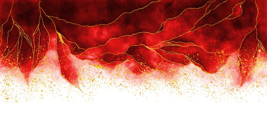 Red Watercolor Golden Shiny Border Wallpaper Murals
