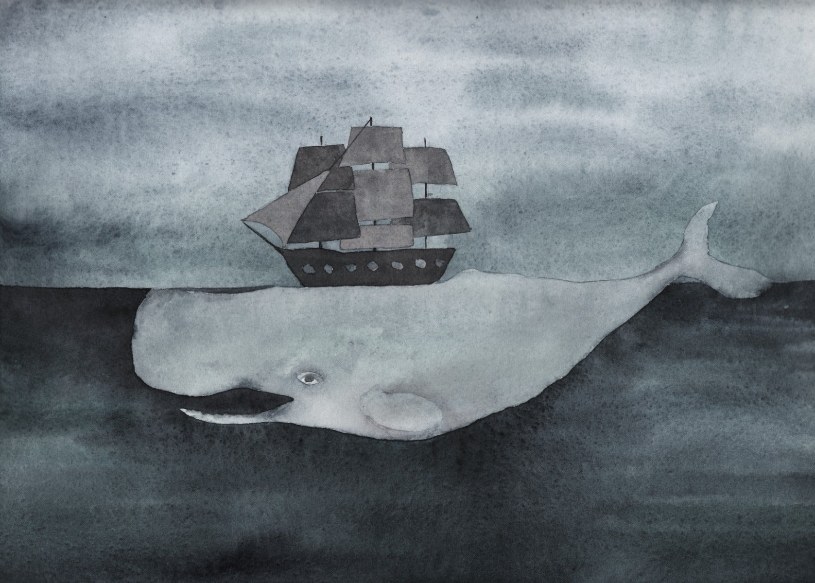 Watercolor Ocean Whale Wall Murals