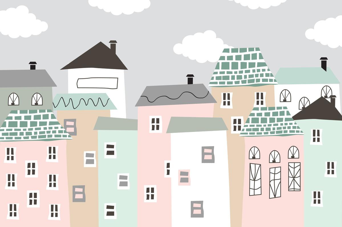 Tranquil Neighborhood Wallpaper Murals in your room — zoomed