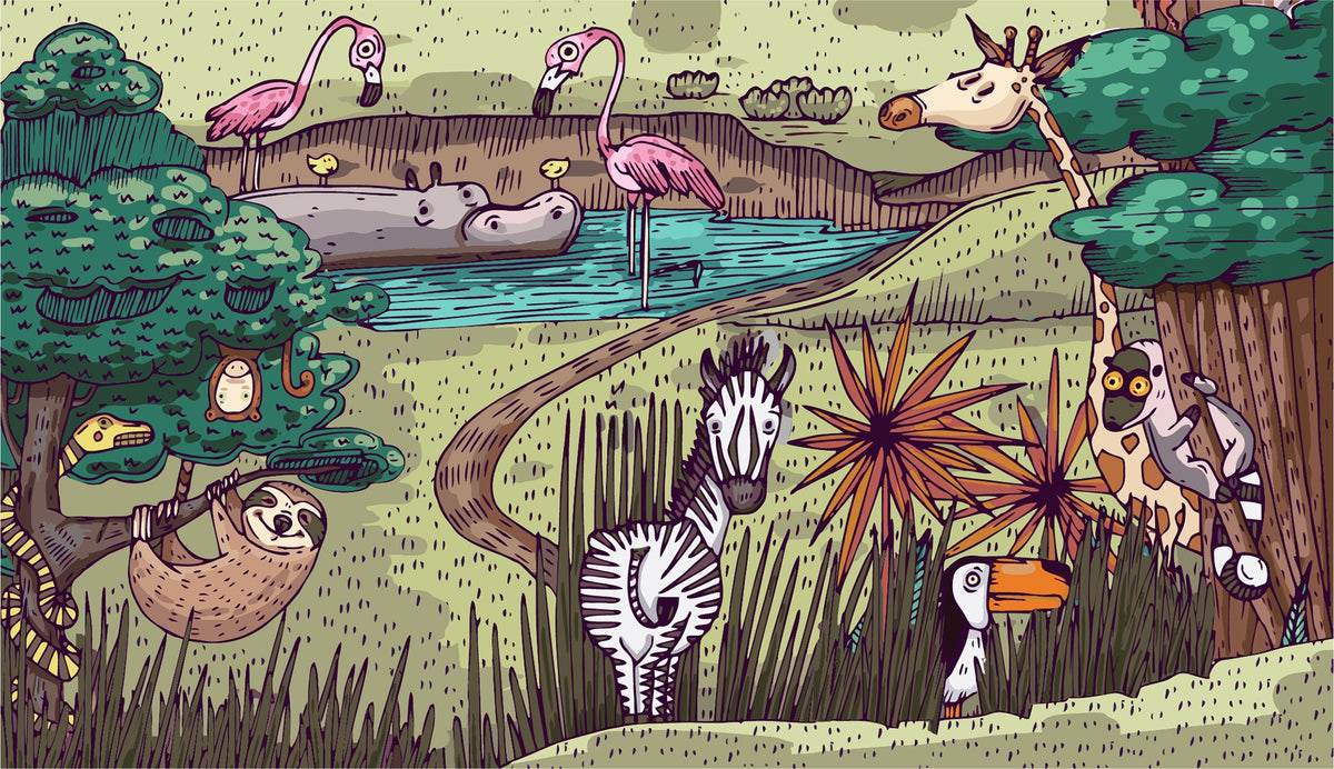 Tales of Jungle Animals Wall Murals in your room