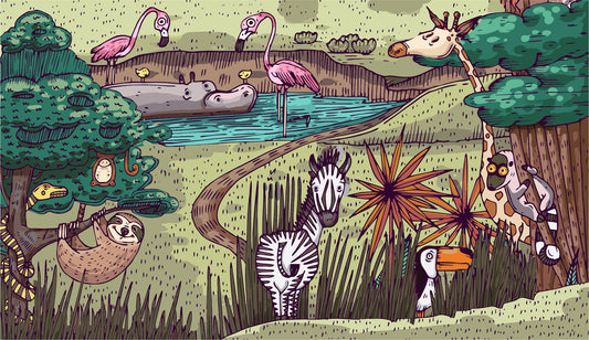 Tales of Jungle Animals Wall Murals