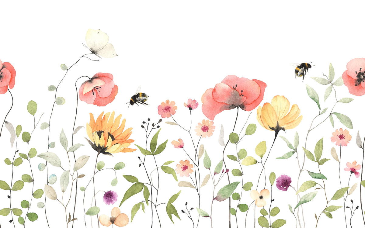 Watercolor Petal Parade Wallpaper Murals
