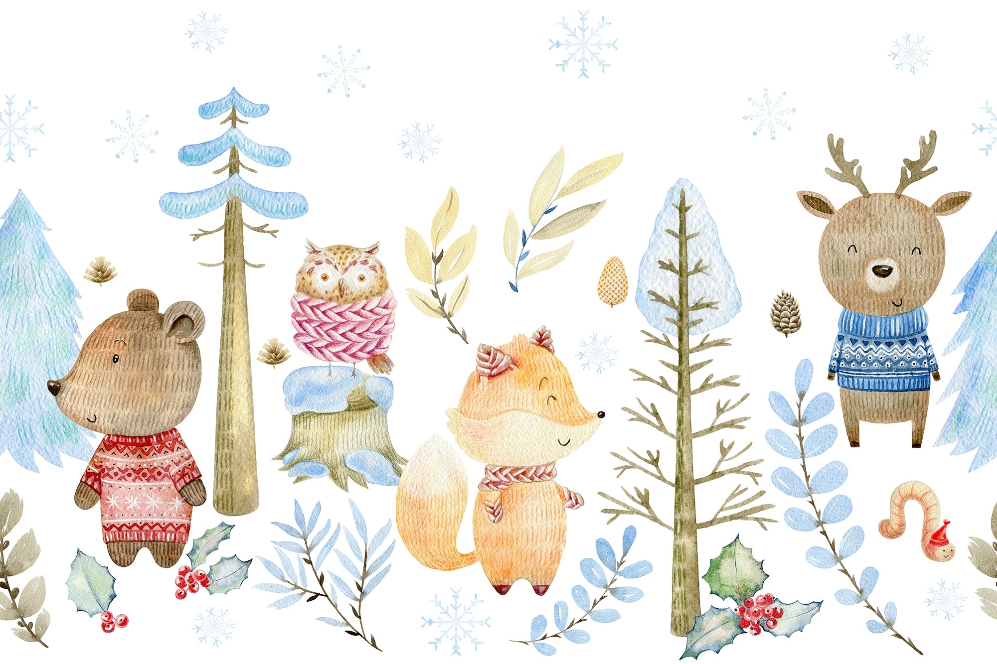 Winter Wonderland Wildlife Wall Murals