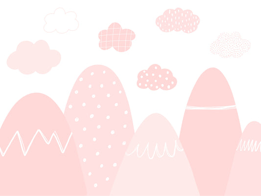 Pink Misty Range Mountains Wall Murals