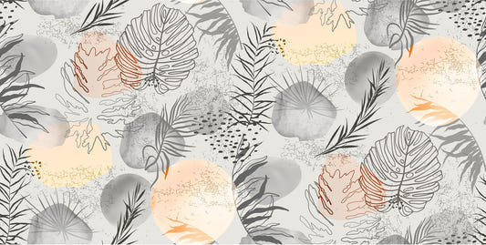 Sketched Tropical Leaves Wallpaper Murals