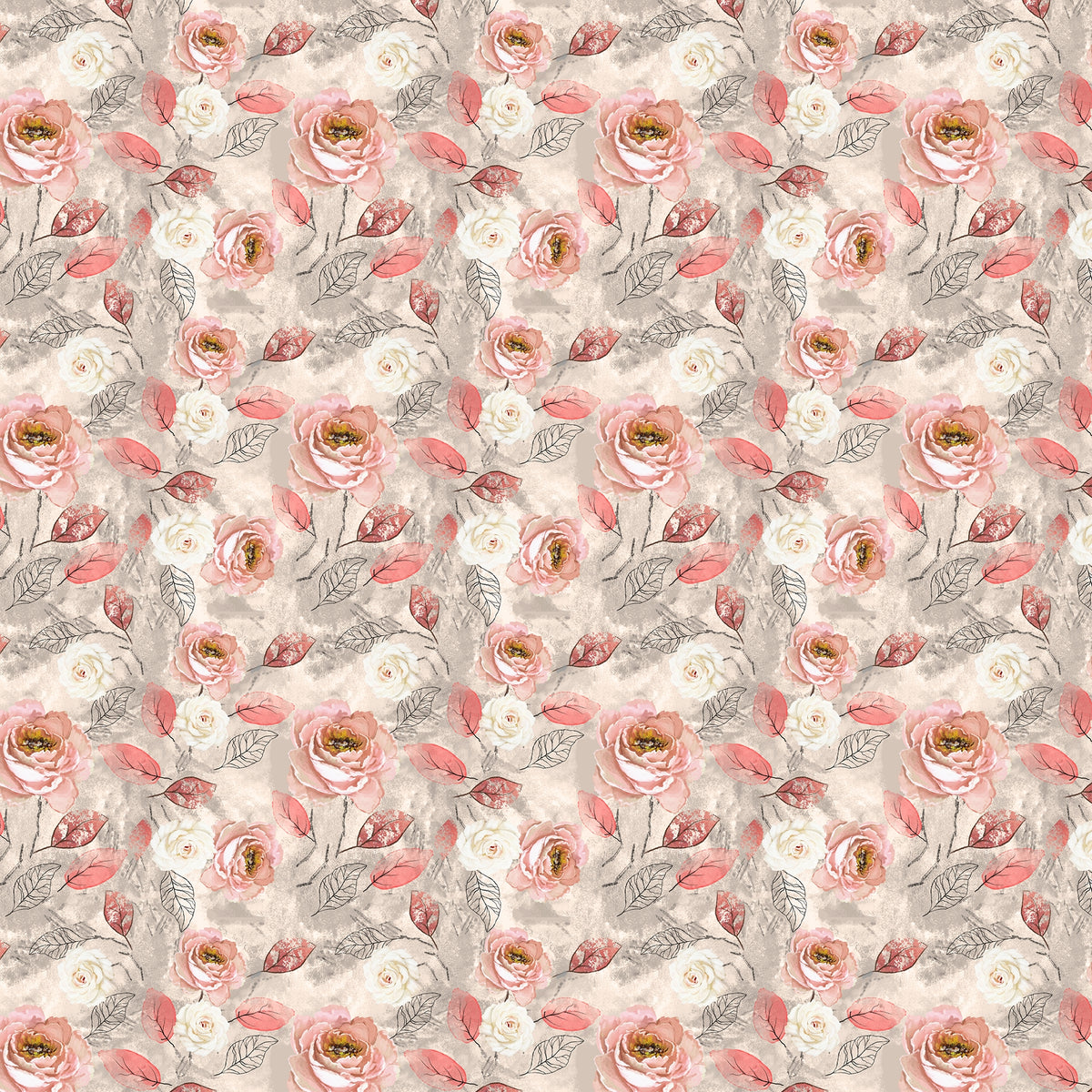 Watercolor Blossom Bliss Pattern Wallpaper in your room — zoomed