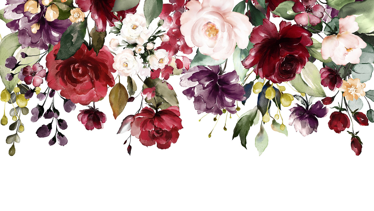 Blooming Romance Floral Wallpaper Mural in your room — zoomed