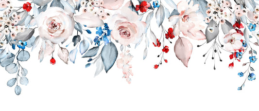 Watercolor Seamless Floral Border Murals