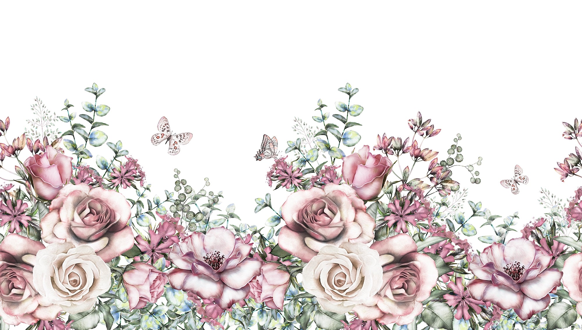 Watercolor Floral View Wallpaper Murals