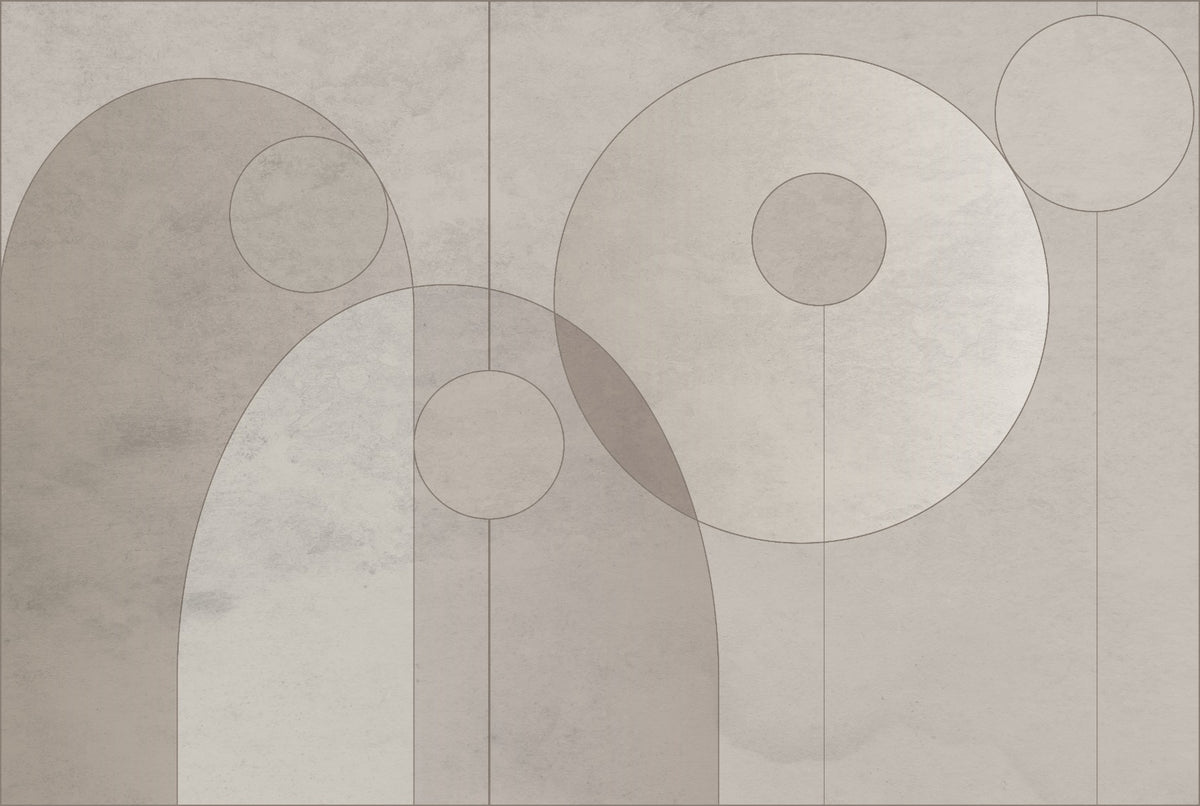Geometric Pattern Circles Gray Wallpaper Wall Murals in your room
