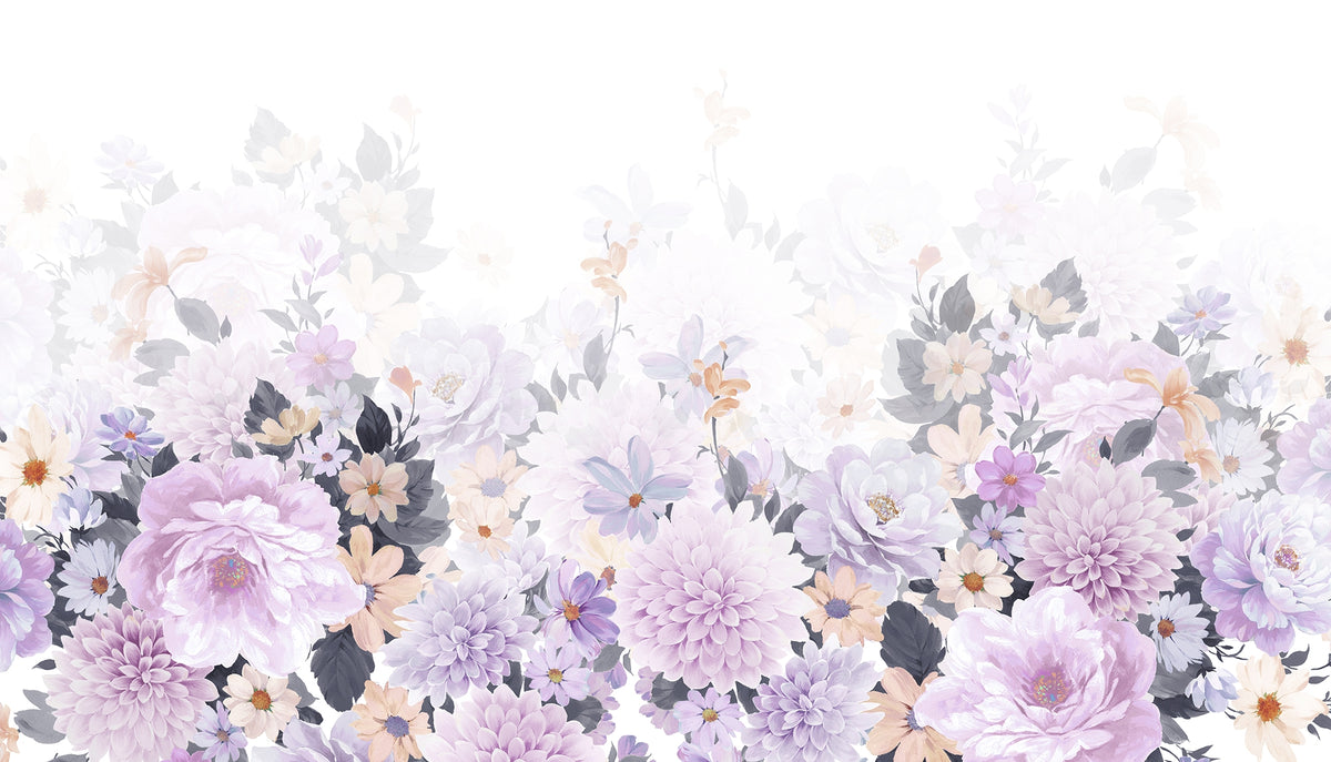 Blooming Purple Harmony Watercolor Murals