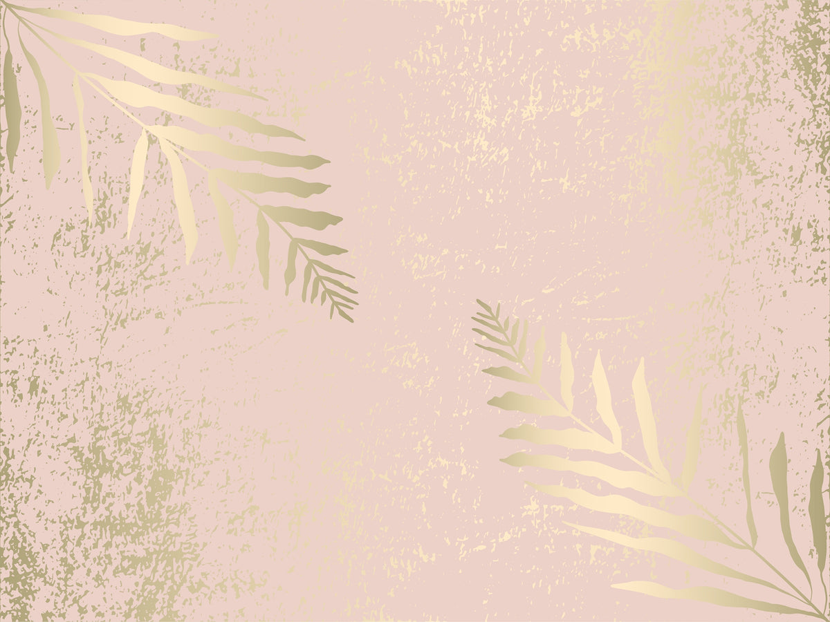 Gilded Blossom Pink and Gold Leaf Wallpaper Mural in your room — zoomed