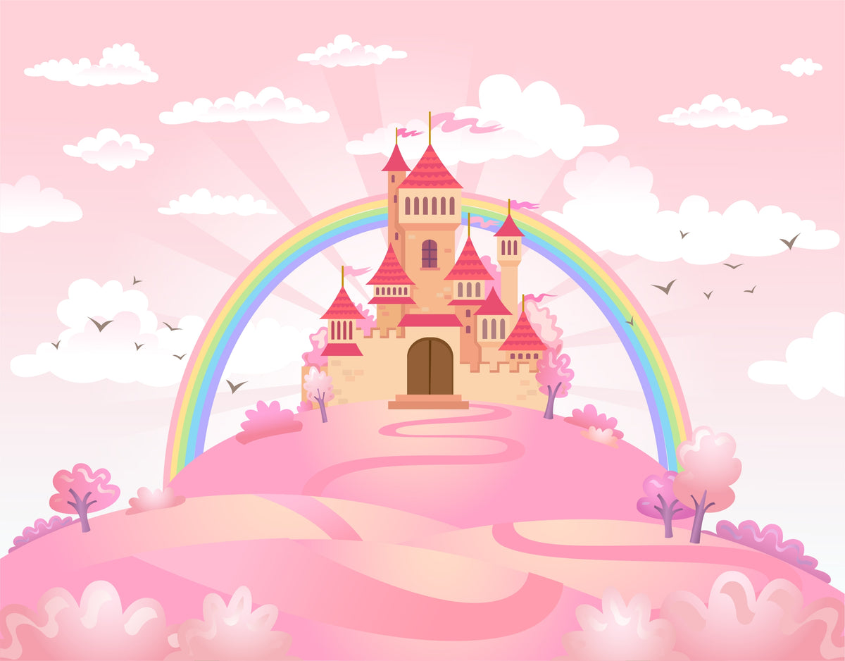 Enchanted Princess Castle Wallpaper Mural in your room — zoomed