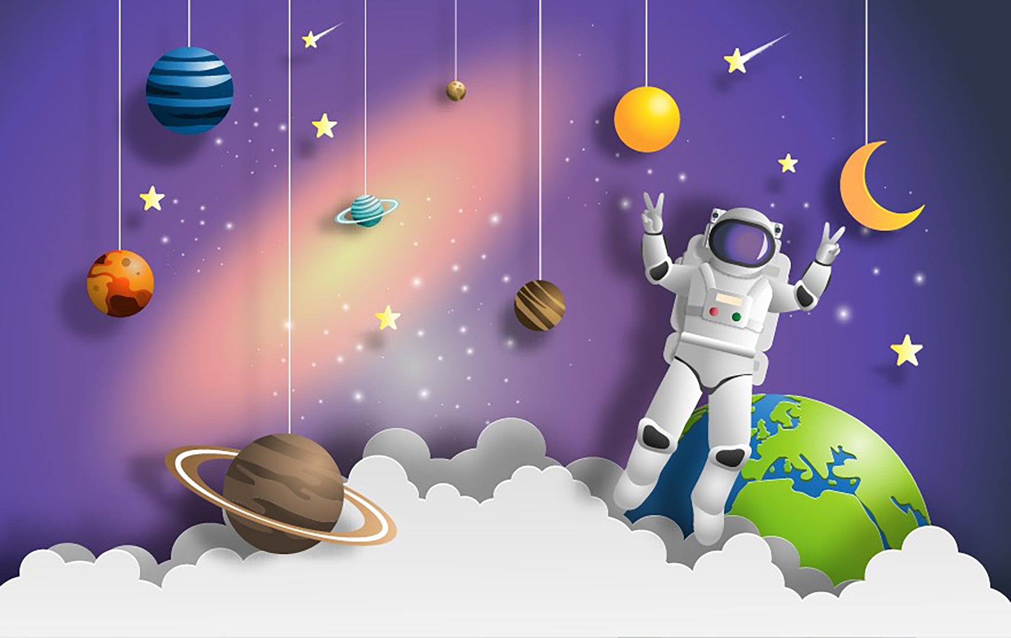 Cosmic Explorer Astronaut Mission Murals