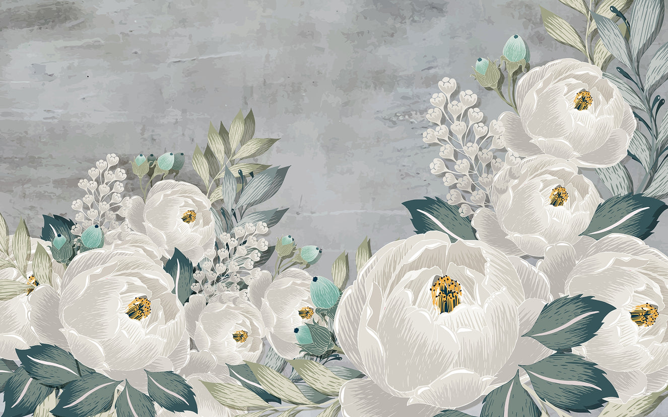 Graceful Grunge Peony Sketch Wallpaper