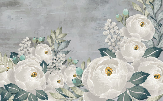 Graceful Grunge Peony Sketch Wallpaper