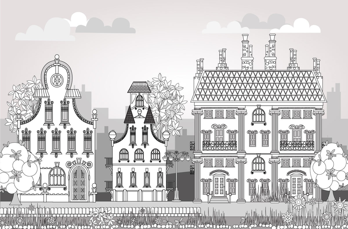 Town of Imagination Kids Wallpaper Murals in your room — zoomed