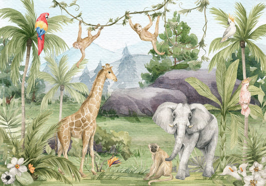 African Watercolor Animal Wallpaper