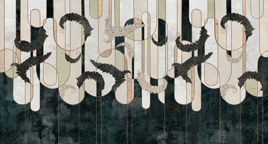 Dark Green Geometry Concrete Wall Murals