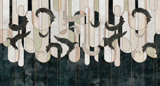 Dark Green Geometry Concrete Wall Murals