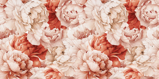 Blooming Watercolors Peonies Floral Mural