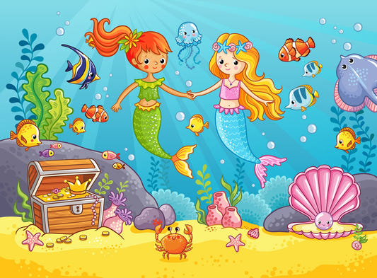 Aqua Alliance Mermaid Best Friend Wallpaper Mural