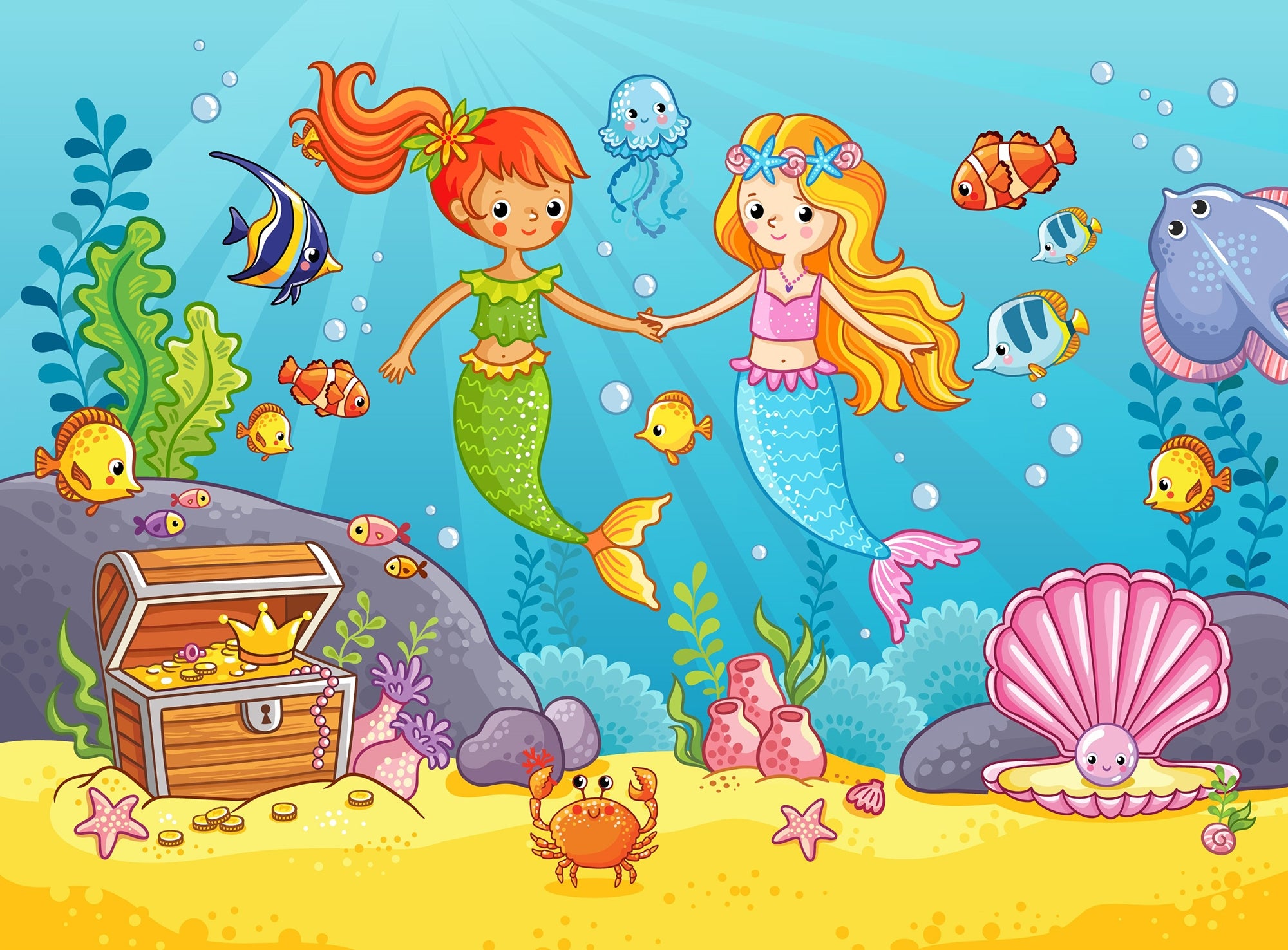 Aqua Alliance Mermaid Best Friend Wallpaper Mural